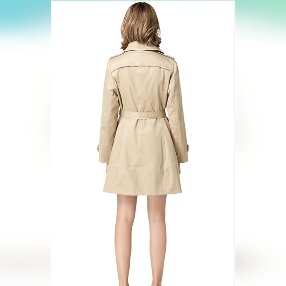 NWT Double-Breasted Waterproof Trench Coat With Belt (Khaki) - NANJUN - Picture 3 of 14